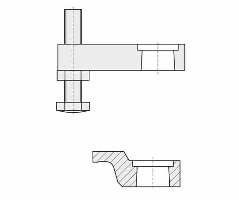 Clamping arm with contact bolt | Short, cranked clamping arm